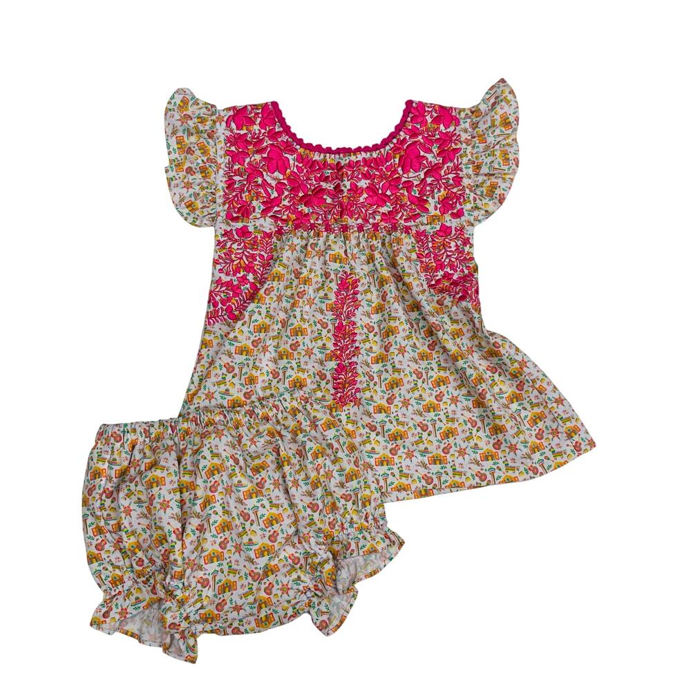 NWT Six Honeybees Size 12M Viva Flutter Sleeve Dress with Embroidery